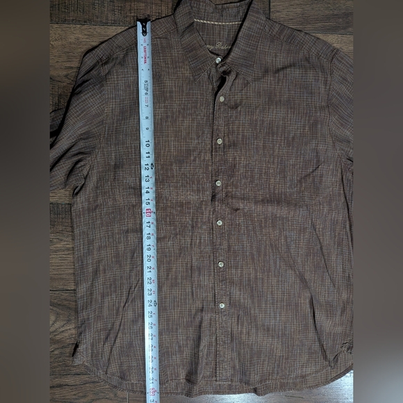 Tommy Bahama Men's Size XL Brown Beige Blue Striped Long Sleeve Button Up Shirt - Picture 9 of 14